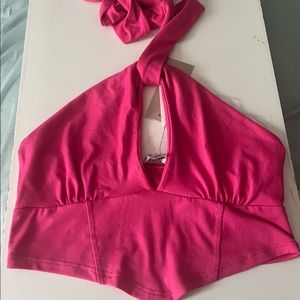 Pink corset crop top